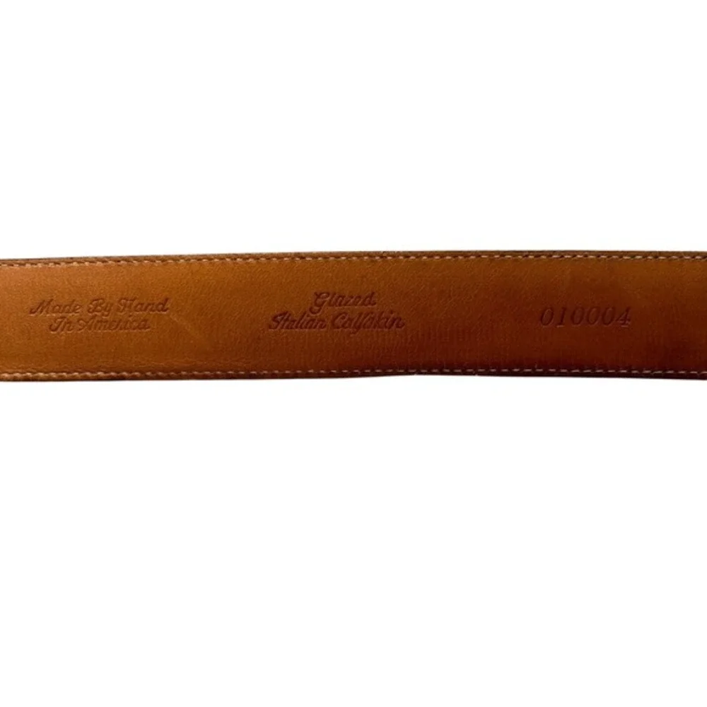 Martin Dingman Mens Brown Glazed Italian Calfskin Leather Dress Belt Size‎ 34 85